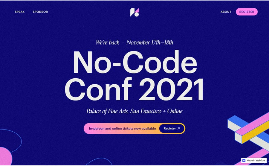 15. No-Code Conf 2021 TOP EVENTS WEBSITES