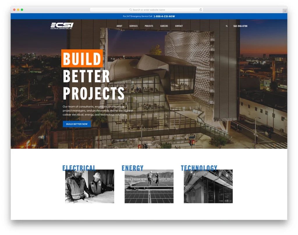 CSI Electrical Contractors Website Design Example