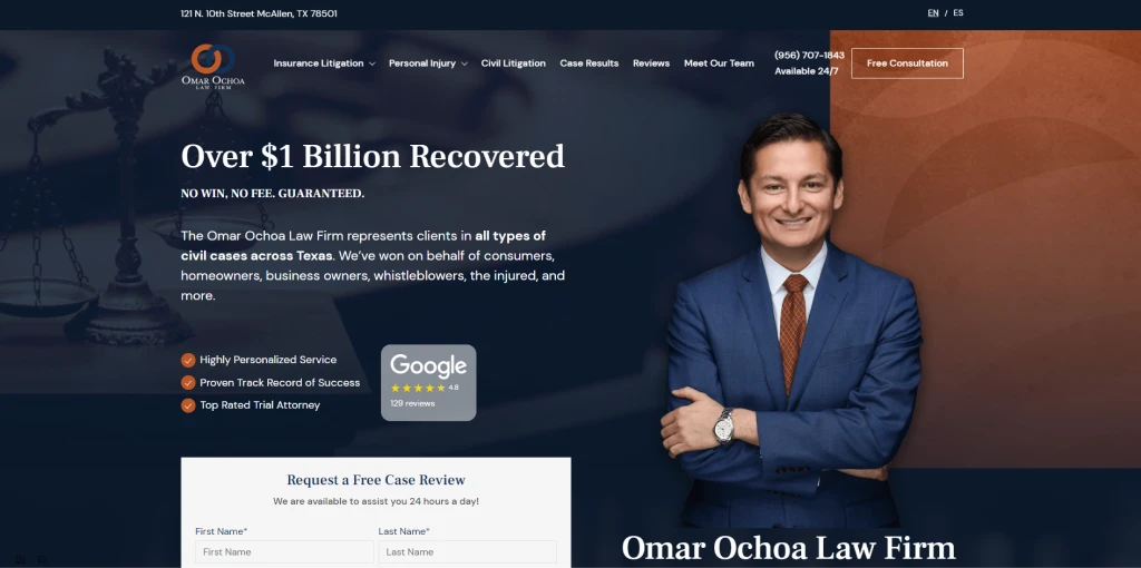 3. Omar Ochoa Law - Best Law Firm Website